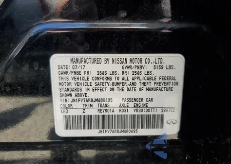 2018 Infiniti Q50 Red Sport 400 z USA, uszkodzony, nr VIN JN1FV7AR8JM480495